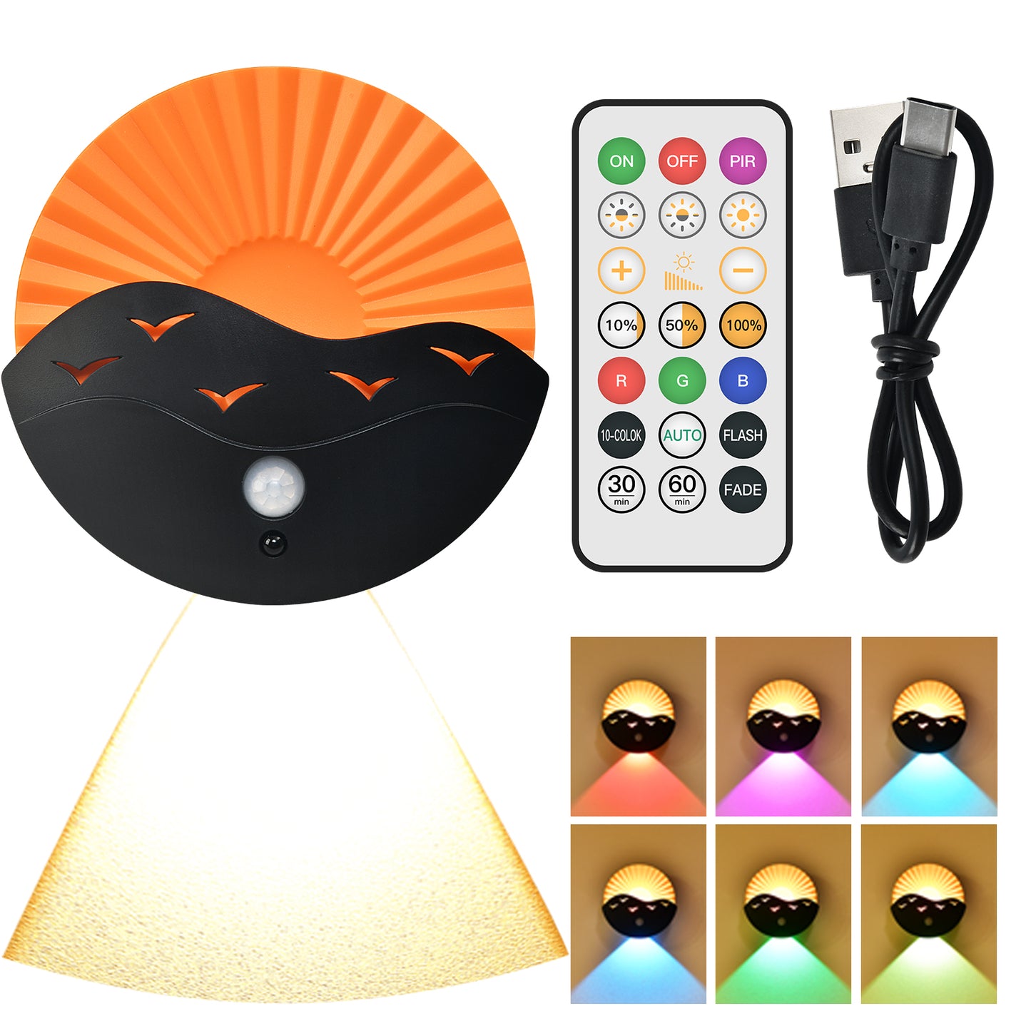 RGBW Rechargeable Magnetic & Cordless LED Dimmable Wall Sconce with Remote