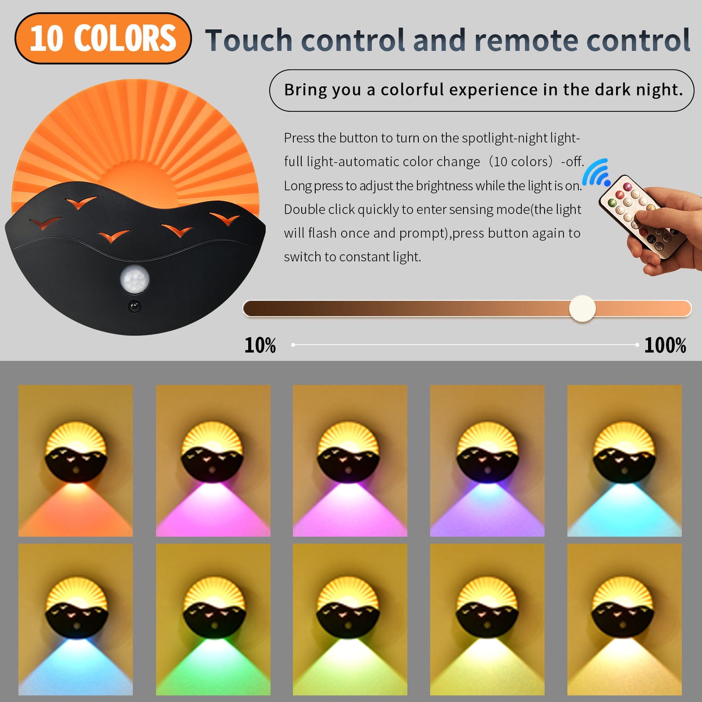 RGBW Rechargeable Magnetic & Cordless LED Dimmable Wall Sconce with Remote