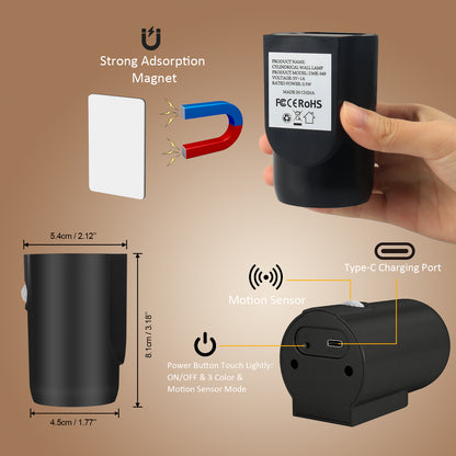 Upgraded Motion Sensor Night Light Magnetic Dimmable Wall Lamp 2 Pcs