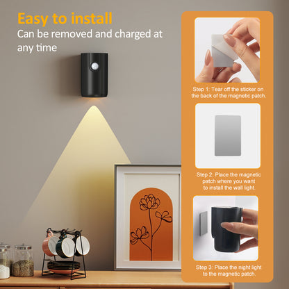 Upgraded Motion Sensor Night Light Magnetic Dimmable Wall Lamp 2 Pcs