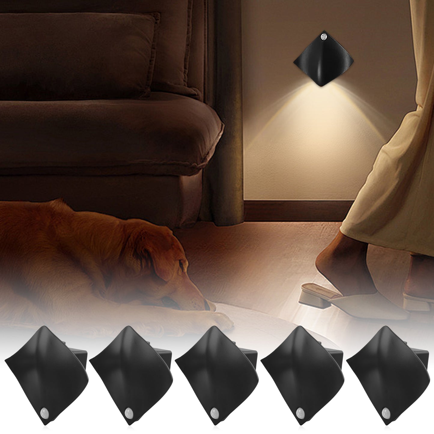 Motion Sensor Warm Yellow Night Light Magnetic Wall Sconces