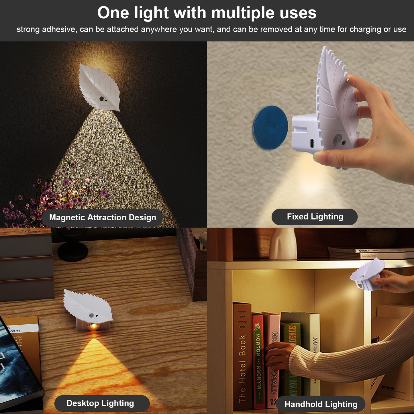 Magnetic Motion Sensor Wall Light – Rechargeable, Dimmable, with Remote