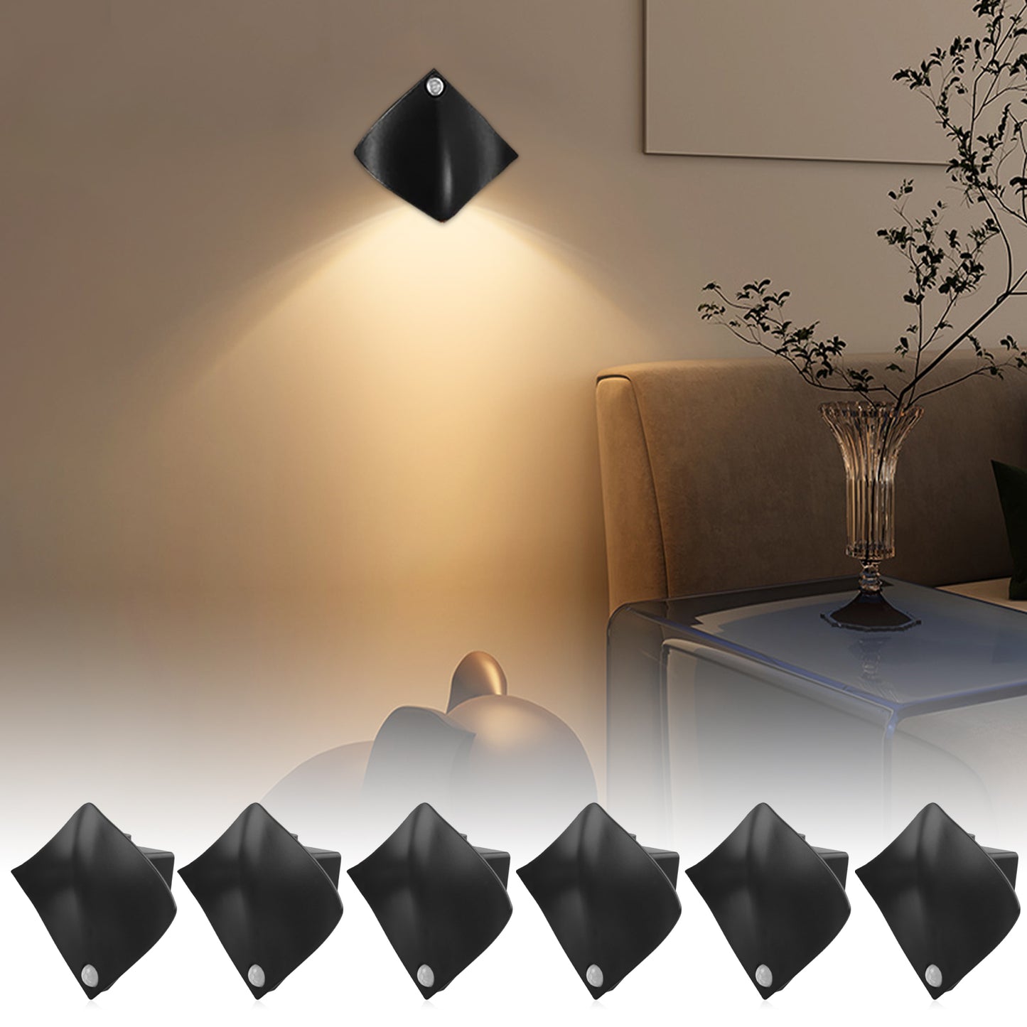Motion Sensor Warm Yellow Night Light Magnetic Wall Sconces