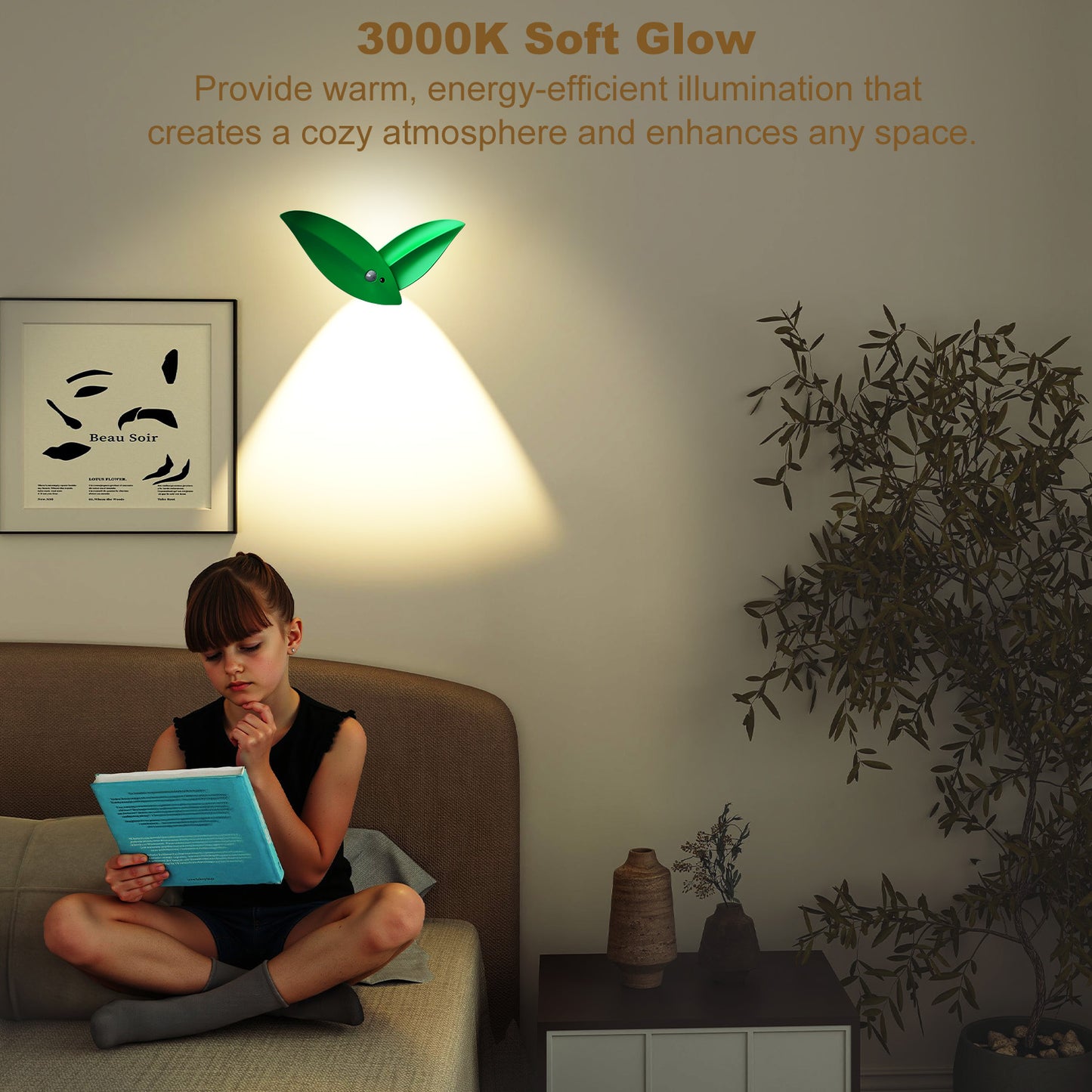 Green LED Motion Sensor Wall Light – Dimmable Magnetic Night Light with Remote