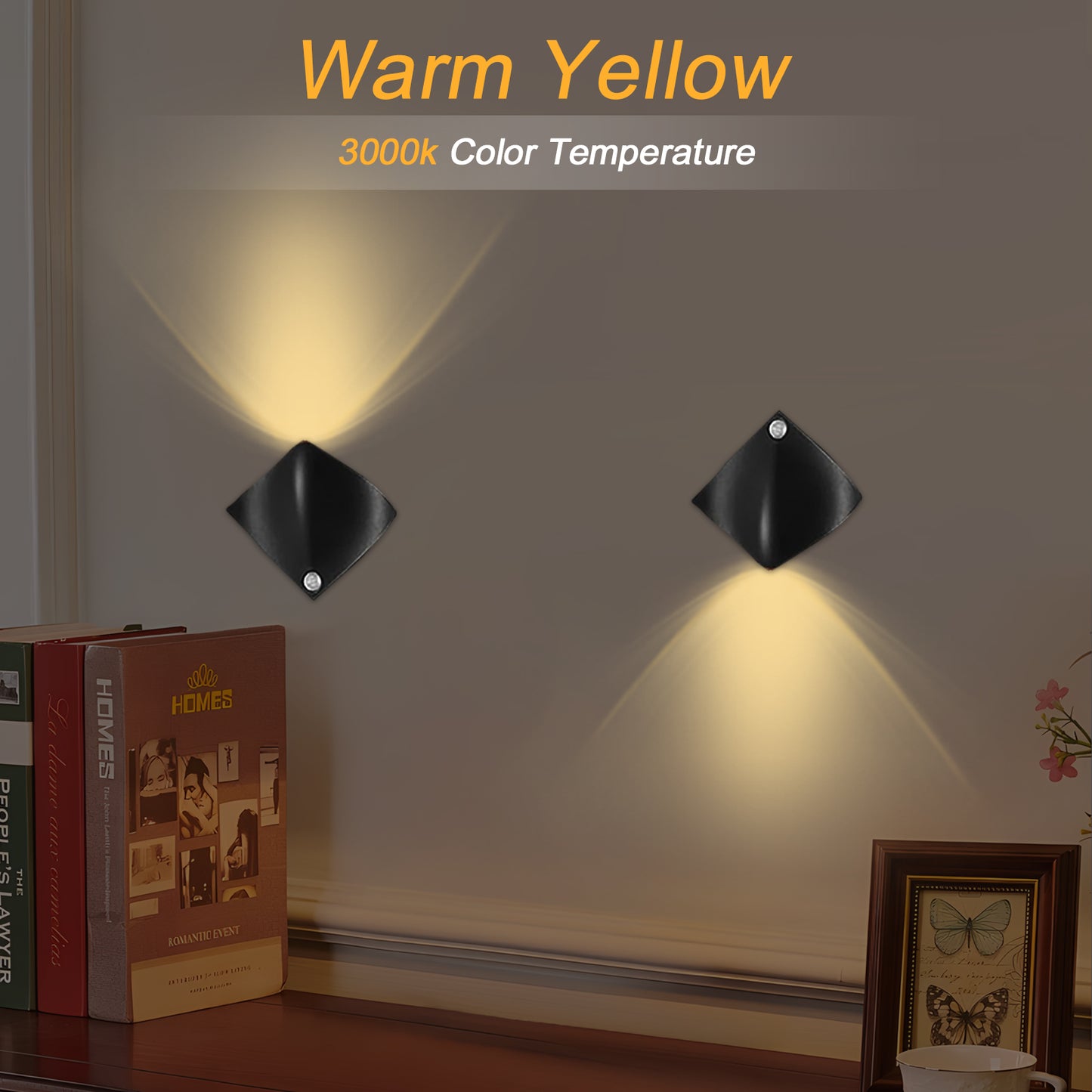 Motion Sensor Warm Yellow Night Light Magnetic Wall Sconces