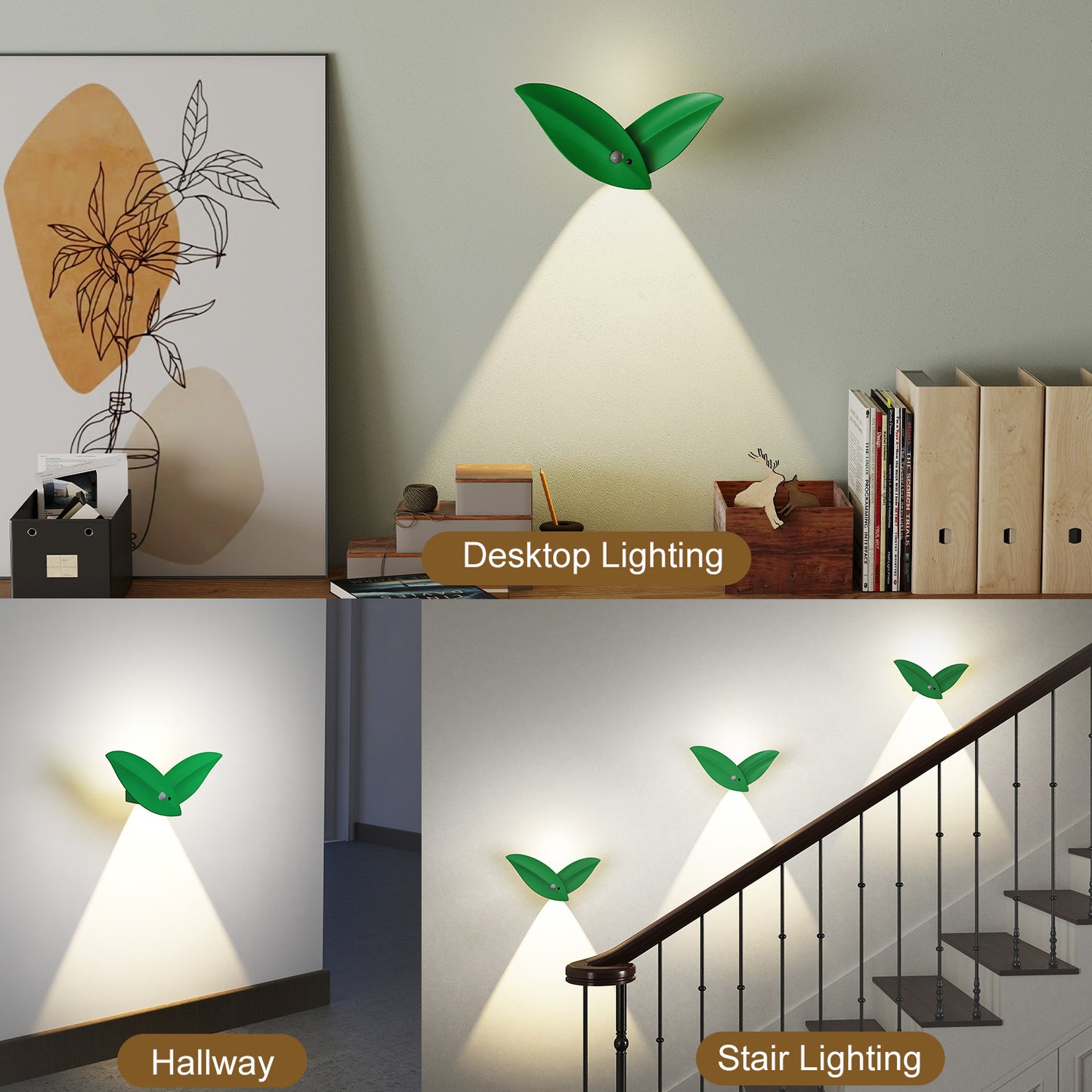 Green LED Motion Sensor Wall Light – Dimmable Magnetic Night Light with Remote